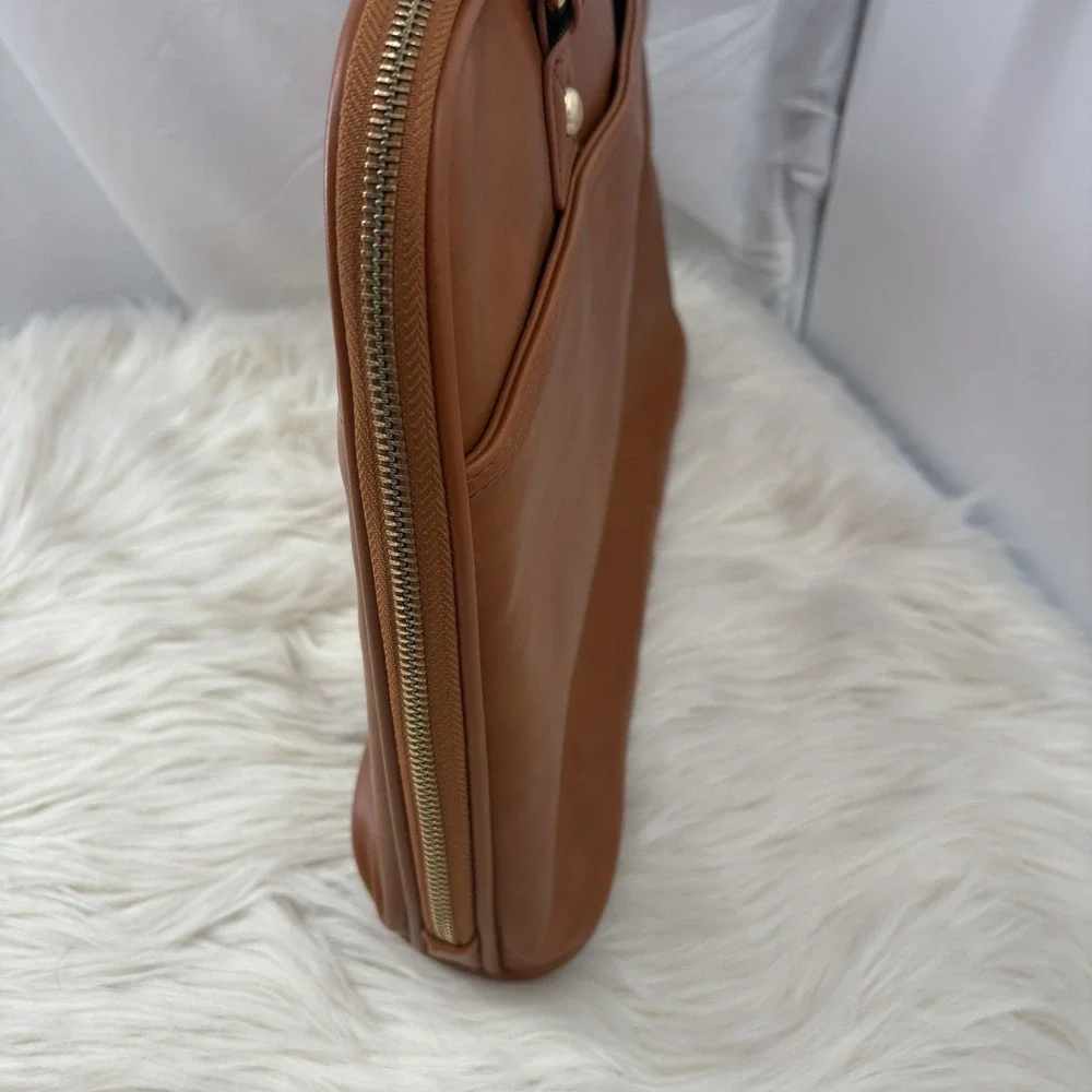 EDODAY‎ Camel Genuine Leather Laptop bag Zipper Multi Pocket 16x11